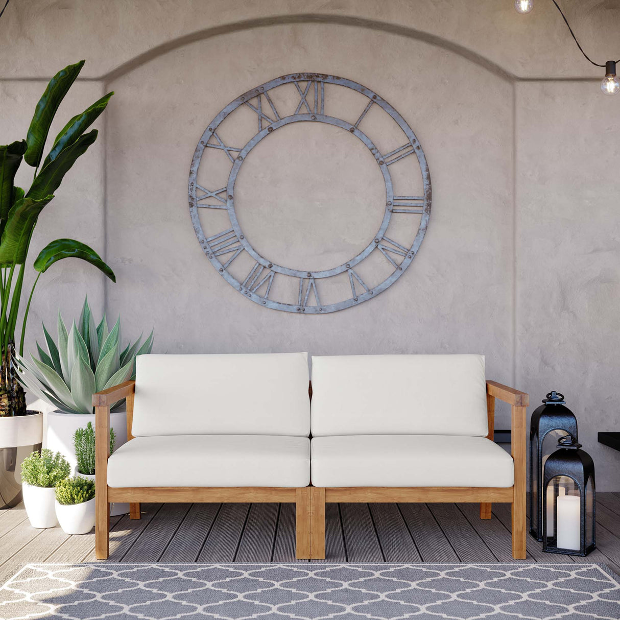 Bayport Outdoor Patio Teak Wood 2-Seater Loveseat