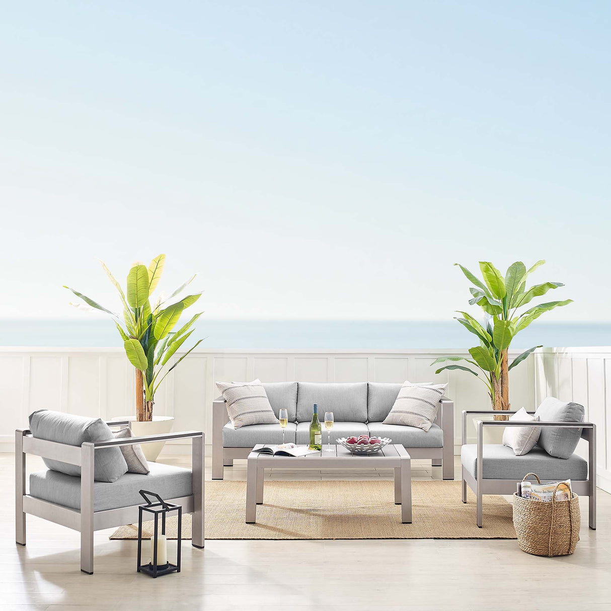 Shore Sunbrella® Fabric Outdoor Patio Aluminum 4 Piece Set