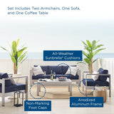 Shore Sunbrella® Fabric Outdoor Patio Aluminum 4 Piece Set