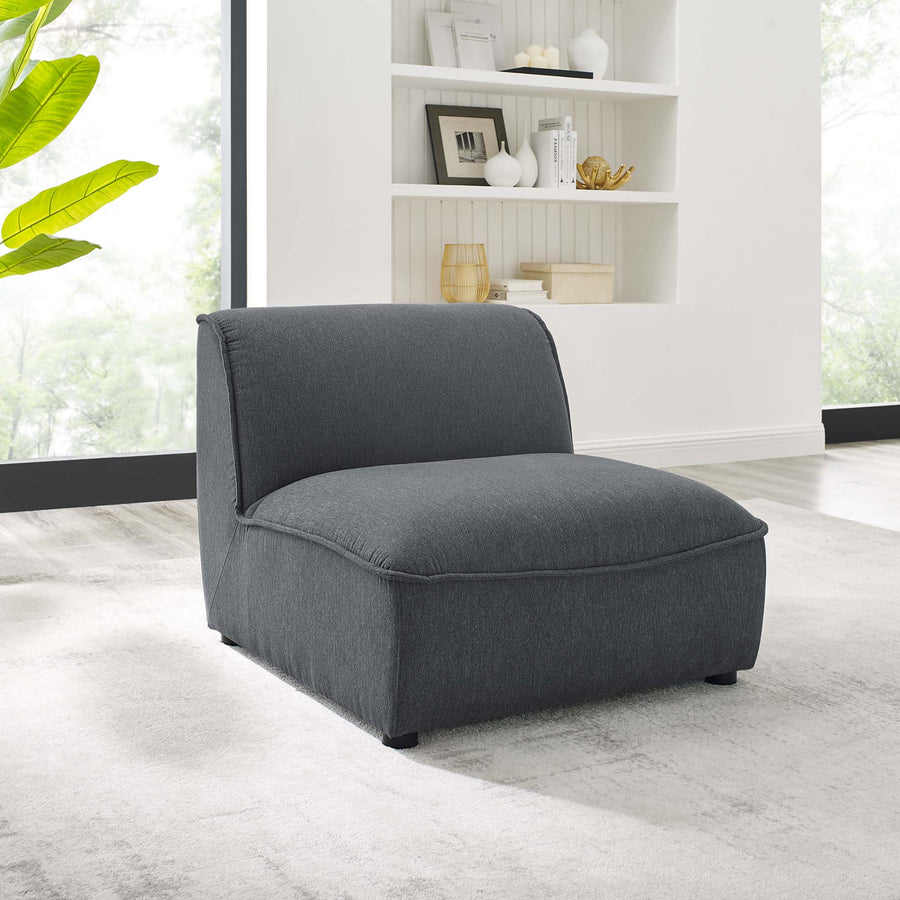 Comprise Upholstered Armless Chair with French Piping - Casual Modern Modular Sectional Piece with Pocket Coils
