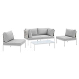Harmony 4-Piece  Sunbrella® Basket Weave Outdoor Patio Aluminum Seating Set