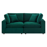 Commix Down Filled Overstuffed Performance Velvet Loveseat