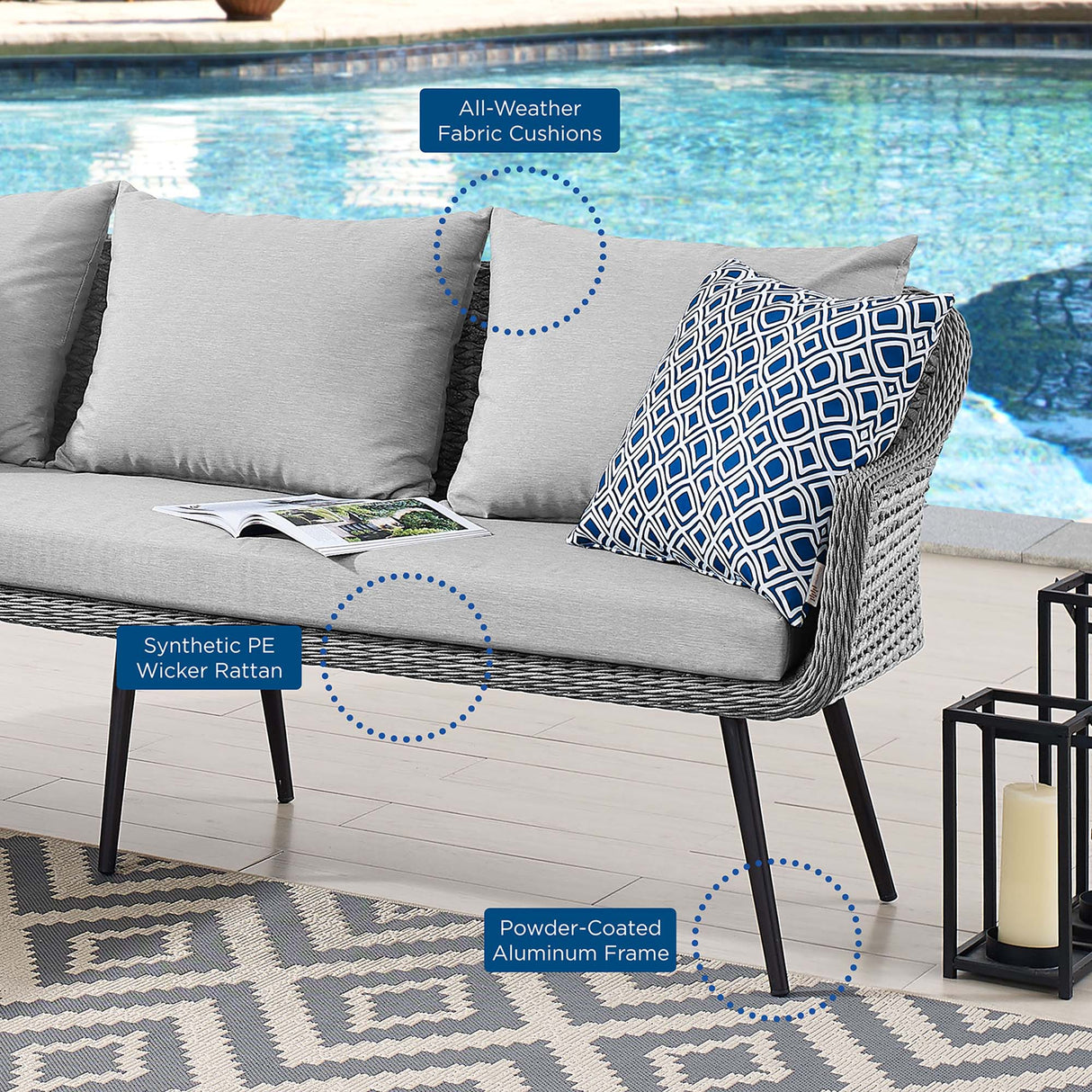 Endeavor Wicker Rattan Outdoor Patio Wicker Rattan Seating Set