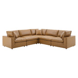 Commix Down Filled Overstuffed Vegan Leather 5-Piece Sectional Sofa