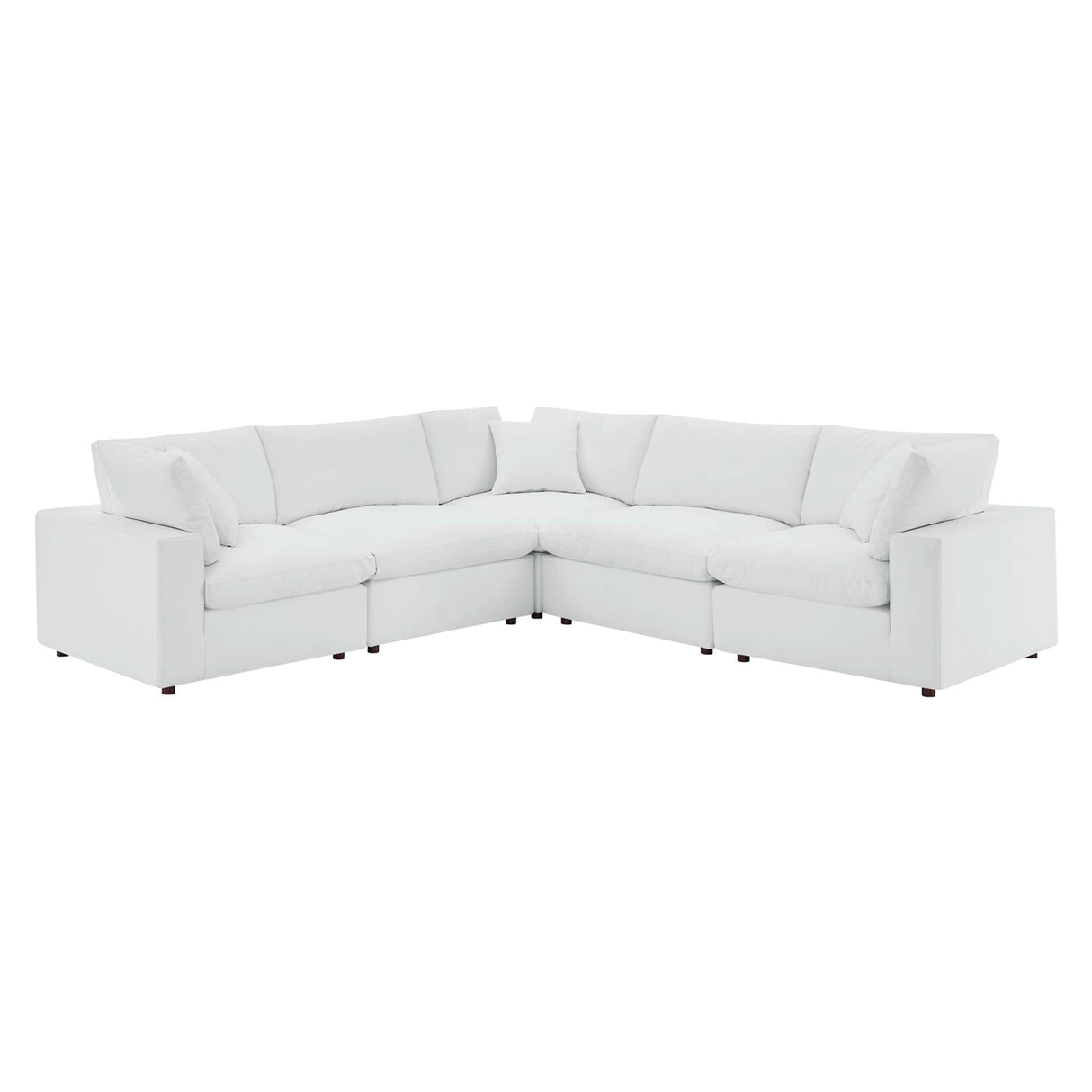 Commix Down Filled Overstuffed Vegan Leather 5-Piece Sectional Sofa