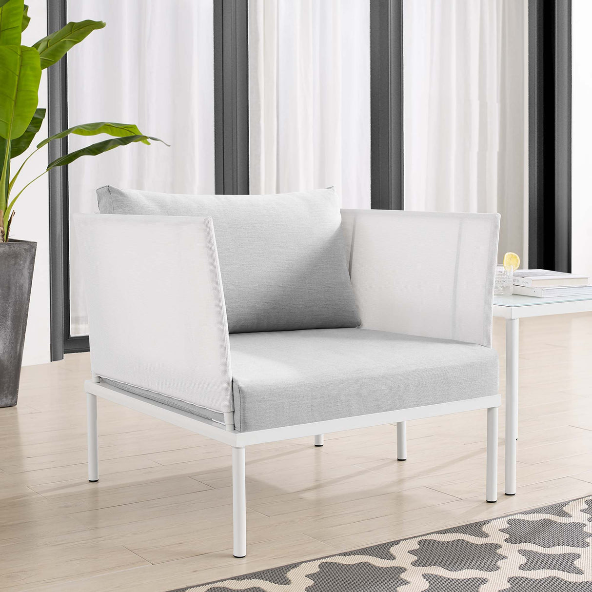 Harmony Sunbrella Outdoor Patio Aluminum Armchair (Modern Minimalist & Weather-Resistant Seating)