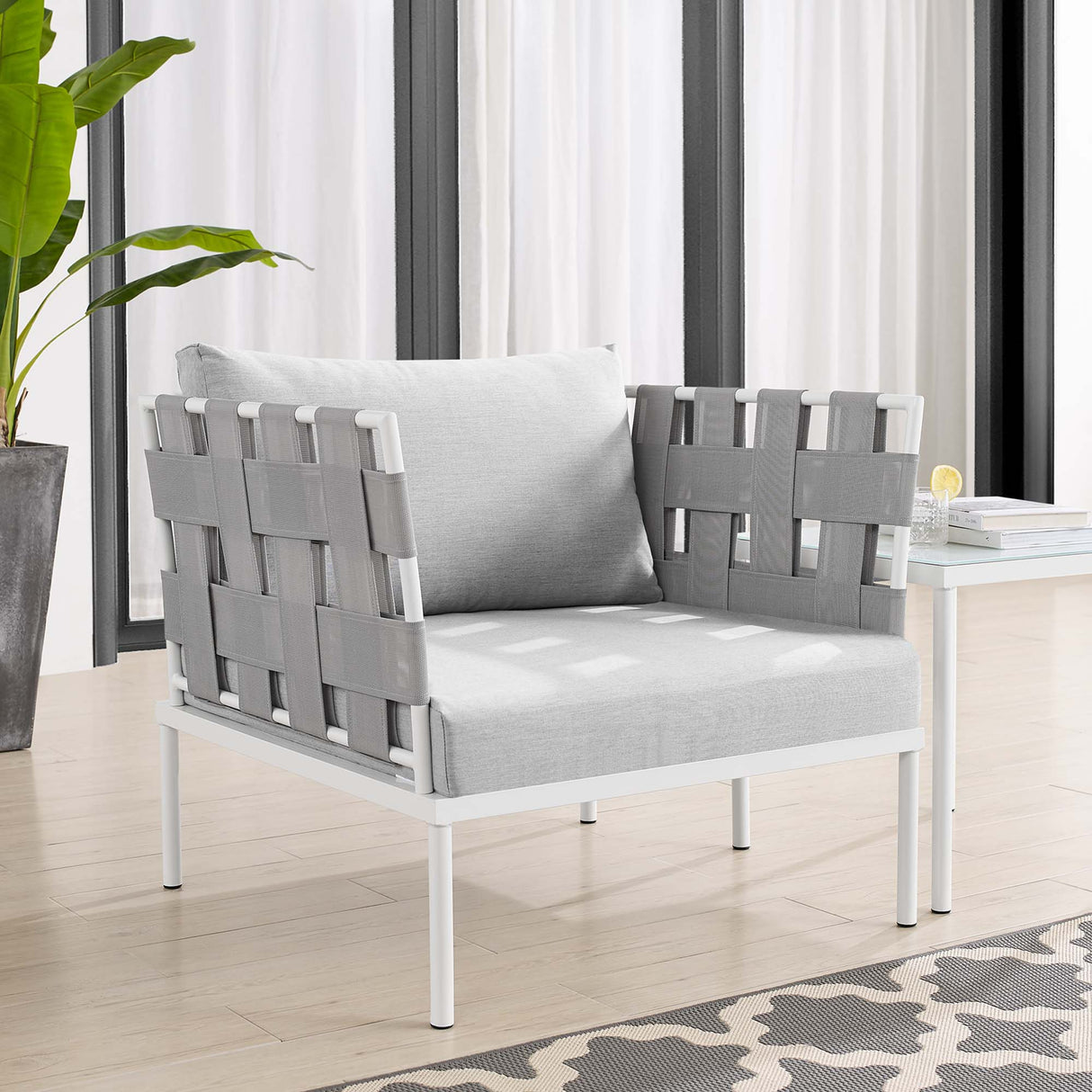 Harmony Sunbrella® Outdoor Patio Aluminum Armchair (Contemporary Modern & All-Weather Durable)