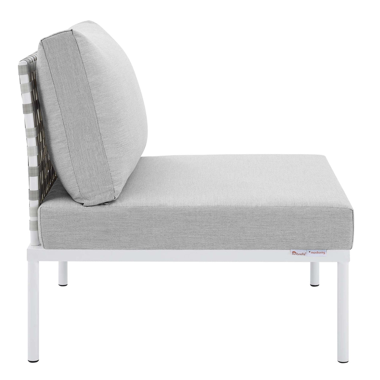 Harmony Sunbrella® Basket Weave Outdoor Patio Aluminum Armless Chair (Modern Coastal & Weather-Resistant Performance)