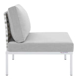 Harmony Sunbrella® Basket Weave Outdoor Patio Aluminum Armless Chair (Modern Coastal & Weather-Resistant Performance)