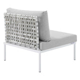 Harmony Sunbrella® Basket Weave Outdoor Patio Aluminum Armless Chair (Modern Coastal & Weather-Resistant Performance)