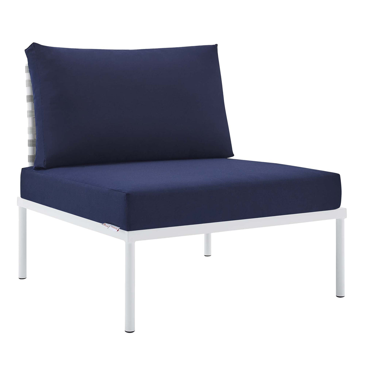 Harmony Sunbrella® Basket Weave Outdoor Patio Aluminum Armless Chair (Modern Coastal & Weather-Resistant Performance)