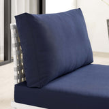 Harmony Sunbrella® Basket Weave Outdoor Patio Aluminum Armless Chair (Modern Coastal & Weather-Resistant Performance)