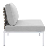 Harmony Sunbrella® Basket Weave Outdoor Patio Aluminum Armless Chair (Modern Coastal & Weatherproof Modular)