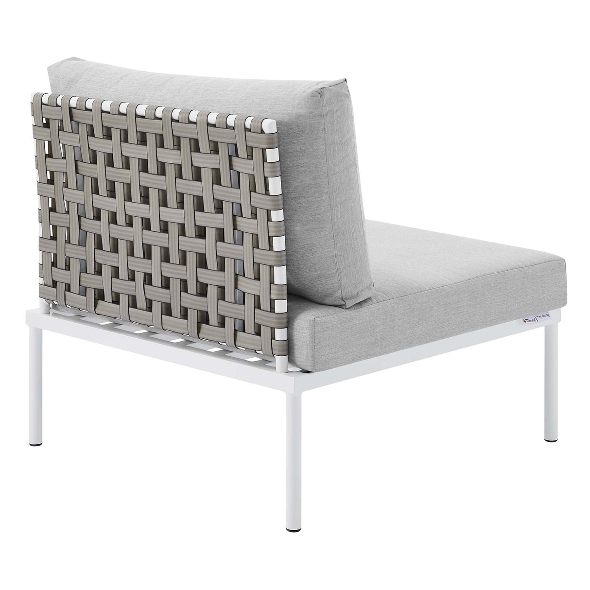 Harmony Sunbrella® Basket Weave Outdoor Patio Aluminum Armless Chair (Modern Coastal & Weatherproof Modular)
