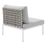 Harmony Sunbrella® Basket Weave Outdoor Patio Aluminum Armless Chair (Modern Coastal & Weatherproof Modular)