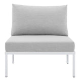 Harmony Sunbrella® Basket Weave Outdoor Patio Aluminum Armless Chair (Modern Coastal & Weatherproof Modular)
