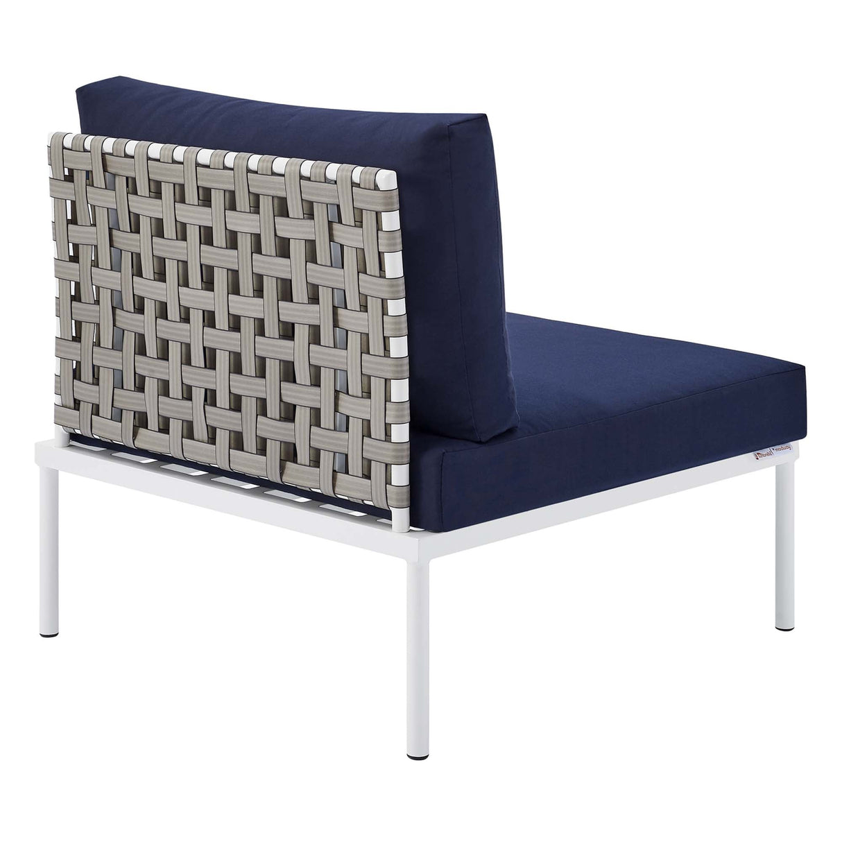 Harmony Sunbrella® Basket Weave Outdoor Patio Aluminum Armless Chair (Modern Coastal & Weatherproof Modular)