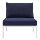 Harmony Sunbrella® Basket Weave Outdoor Patio Aluminum Armless Chair (Modern Coastal & Weatherproof Modular)