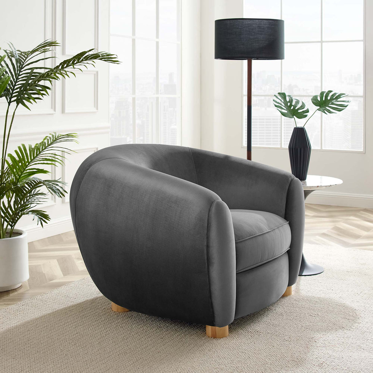 Abundant Performance Velvet Accent Armchair - Glam Deco & Stain-Resistant Lounging