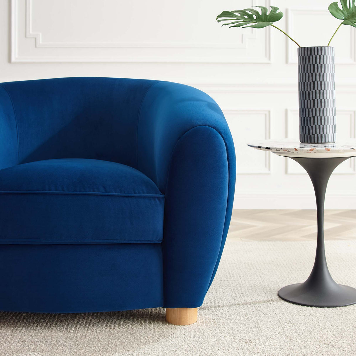 Abundant Performance Velvet Accent Armchair - Glam Deco & Stain-Resistant Lounging