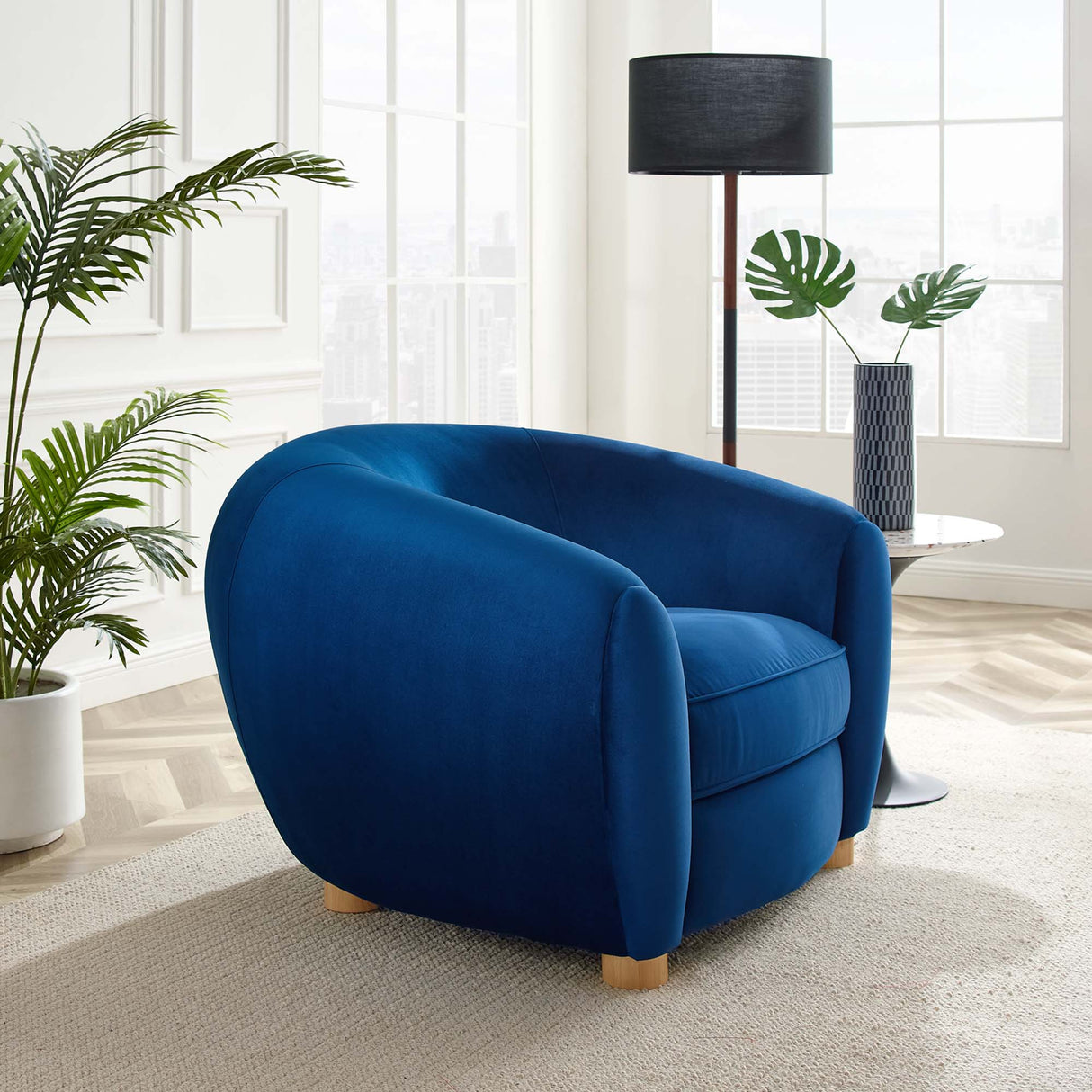 Abundant Performance Velvet Accent Armchair - Glam Deco & Stain-Resistant Lounging