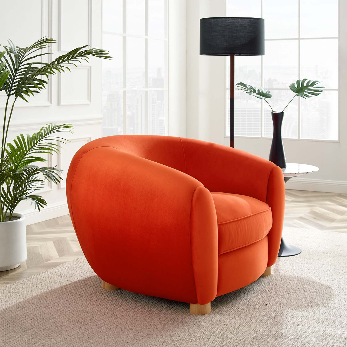 Abundant Performance Velvet Accent Armchair - Glam Deco & Stain-Resistant Lounging