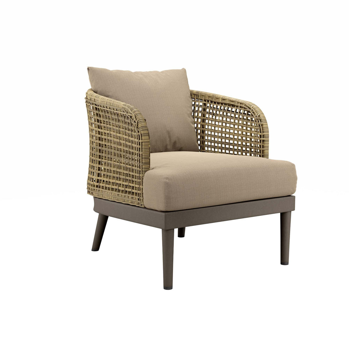 Meadow Rattan Wicker Outdoor Armchair with Plush Cushions - Modern Coastal & Weather-Resistant Seating