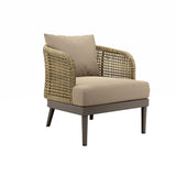Meadow Rattan Wicker Outdoor Armchair with Plush Cushions - Modern Coastal & Weather-Resistant Seating