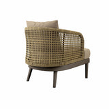 Meadow Rattan Wicker Outdoor Armchair with Plush Cushions - Modern Coastal & Weather-Resistant Seating