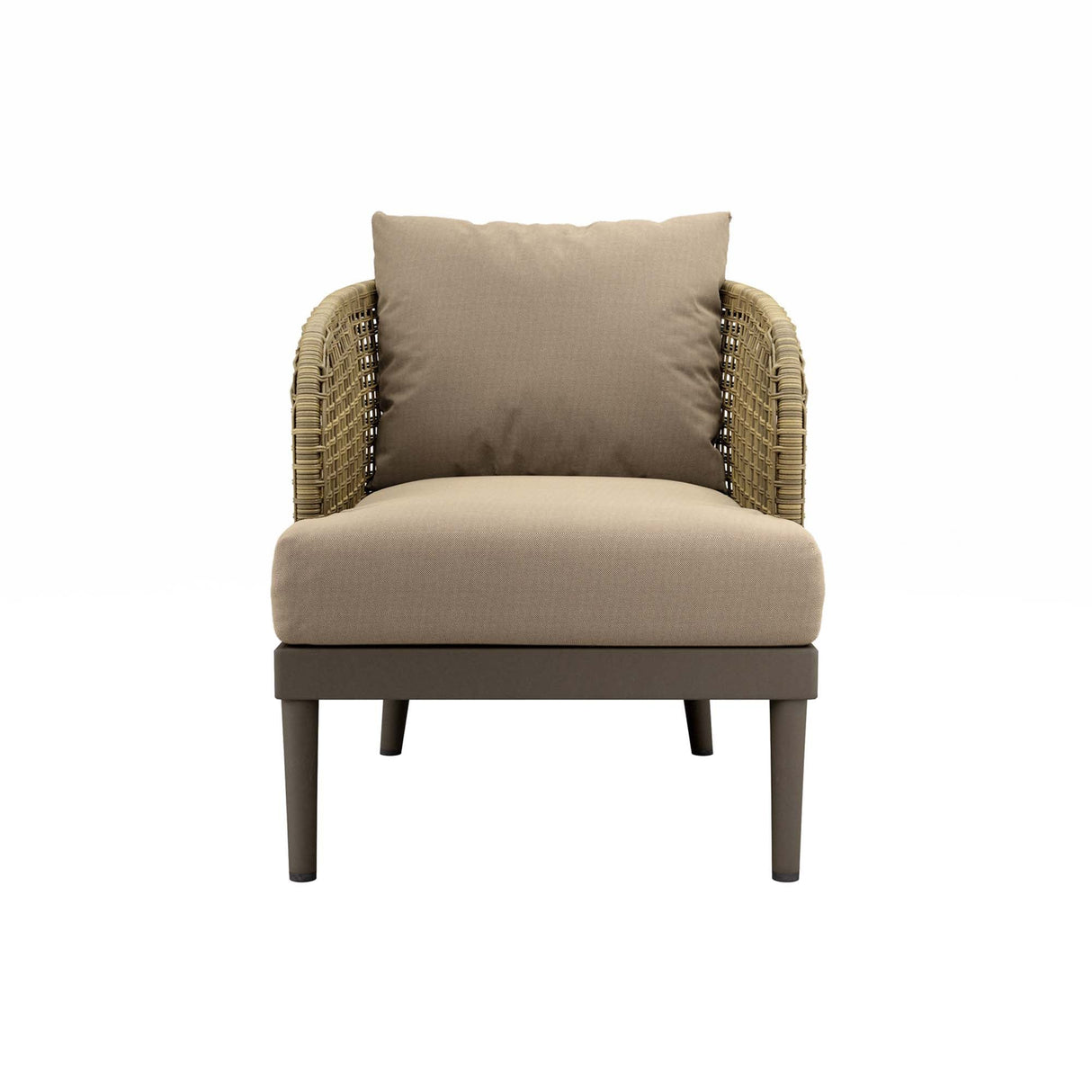 Meadow Rattan Wicker Outdoor Armchair with Plush Cushions - Modern Coastal & Weather-Resistant Seating