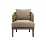 Meadow Rattan Wicker Outdoor Armchair with Plush Cushions - Modern Coastal & Weather-Resistant Seating