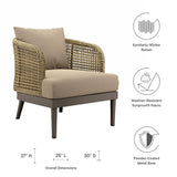 Meadow Rattan Wicker Outdoor Armchair with Plush Cushions - Modern Coastal & Weather-Resistant Seating