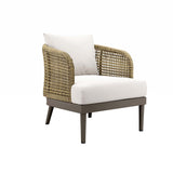Meadow Rattan Wicker Outdoor Armchair with Plush Cushions - Modern Coastal & Weather-Resistant Seating