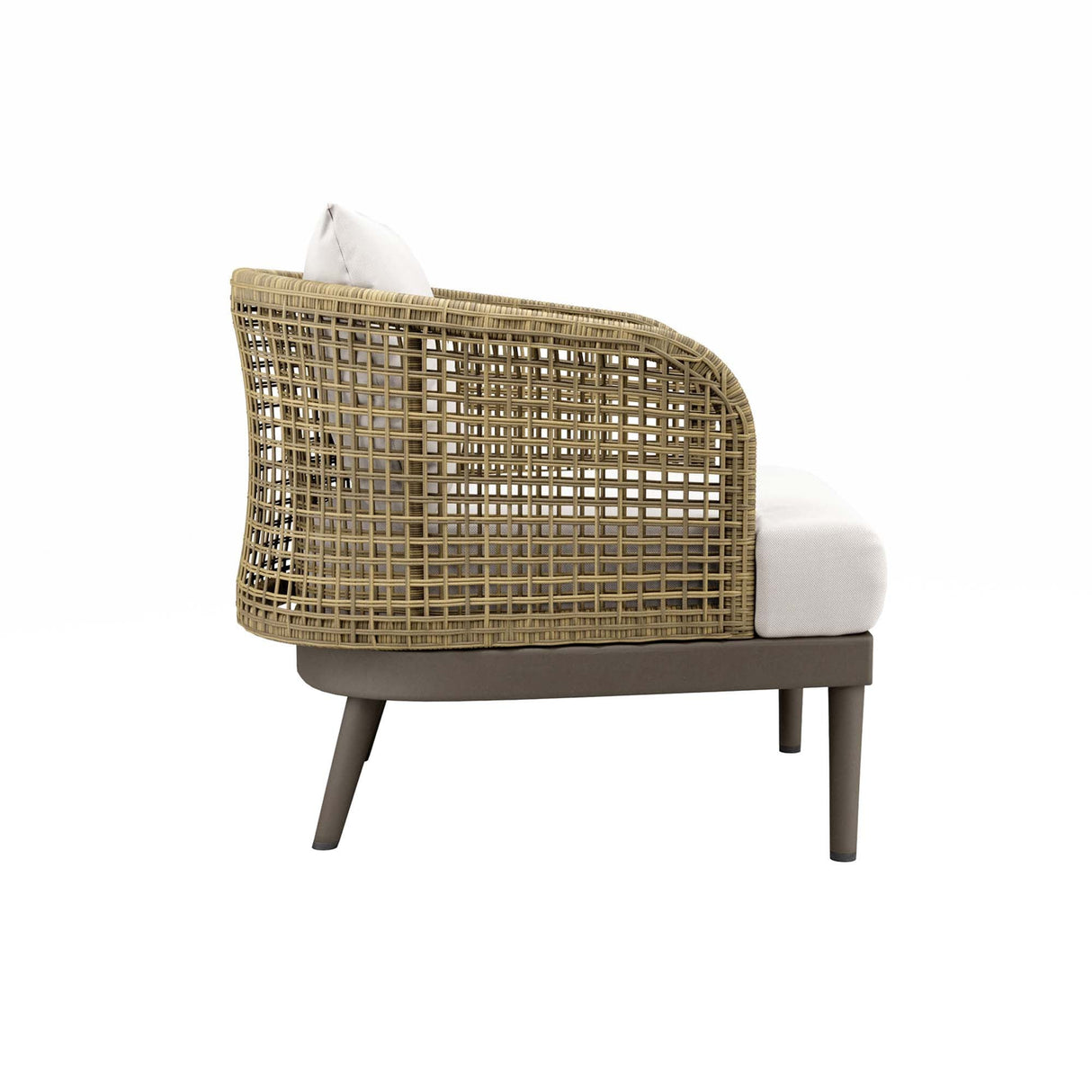 Meadow Rattan Wicker Outdoor Armchair with Plush Cushions - Modern Coastal & Weather-Resistant Seating