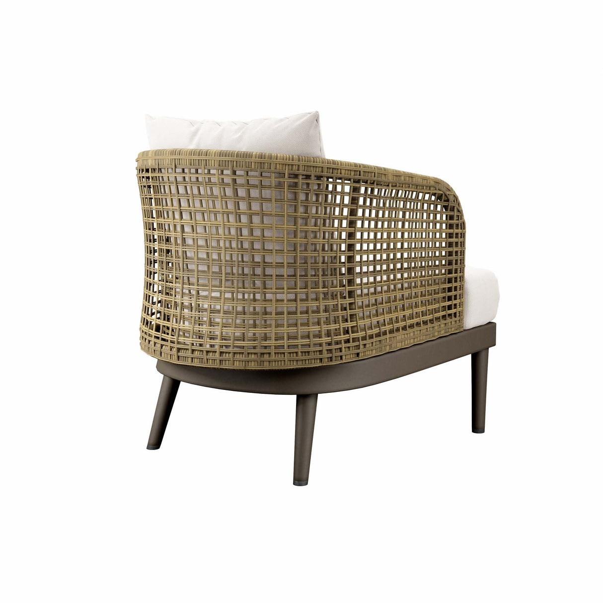Meadow Rattan Wicker Outdoor Armchair with Plush Cushions - Modern Coastal & Weather-Resistant Seating