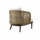 Meadow Rattan Wicker Outdoor Armchair with Plush Cushions - Modern Coastal & Weather-Resistant Seating