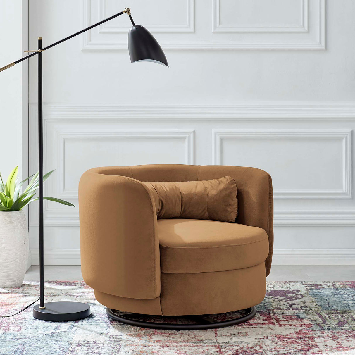 Relish Performance Velvet Swivel Chair - Glam Deco & 360-Degree Swivel
