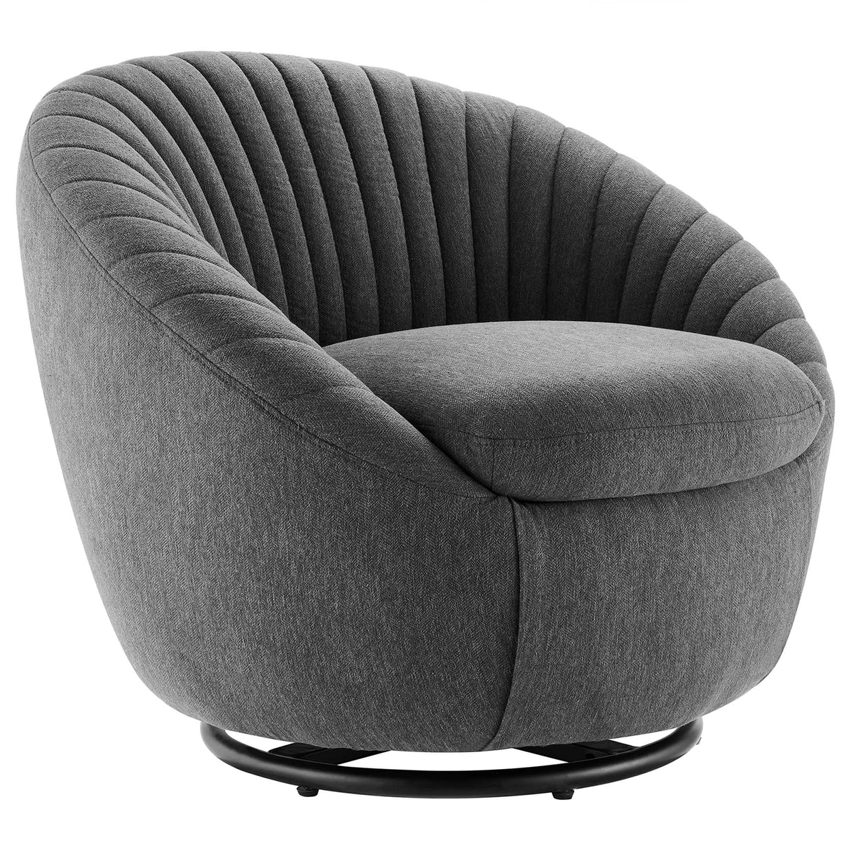 Whirr Tufted Fabric Swivel Chair - Mid-Century Modern & 360-Degree Rotation