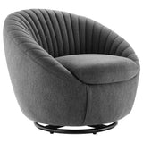 Whirr Tufted Fabric Swivel Chair - Mid-Century Modern & 360-Degree Rotation