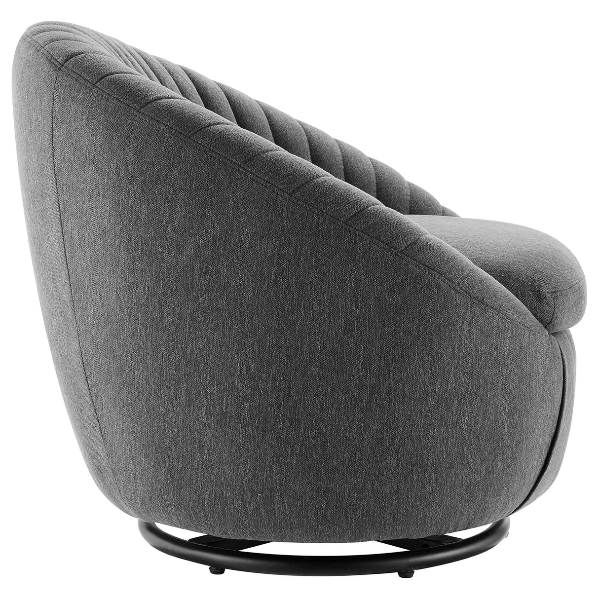 Whirr Tufted Fabric Swivel Chair - Mid-Century Modern & 360-Degree Rotation