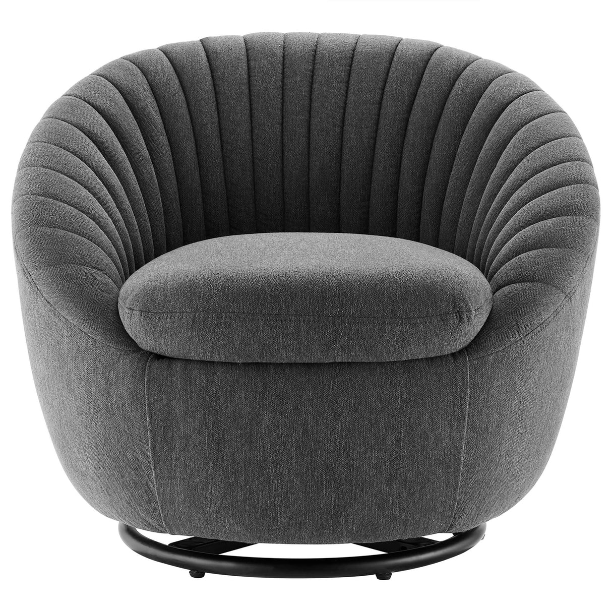 Whirr Tufted Fabric Swivel Chair - Mid-Century Modern & 360-Degree Rotation