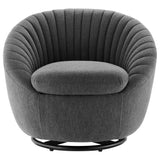 Whirr Tufted Fabric Swivel Chair - Mid-Century Modern & 360-Degree Rotation