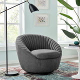 Whirr Tufted Fabric Swivel Chair - Mid-Century Modern & 360-Degree Rotation