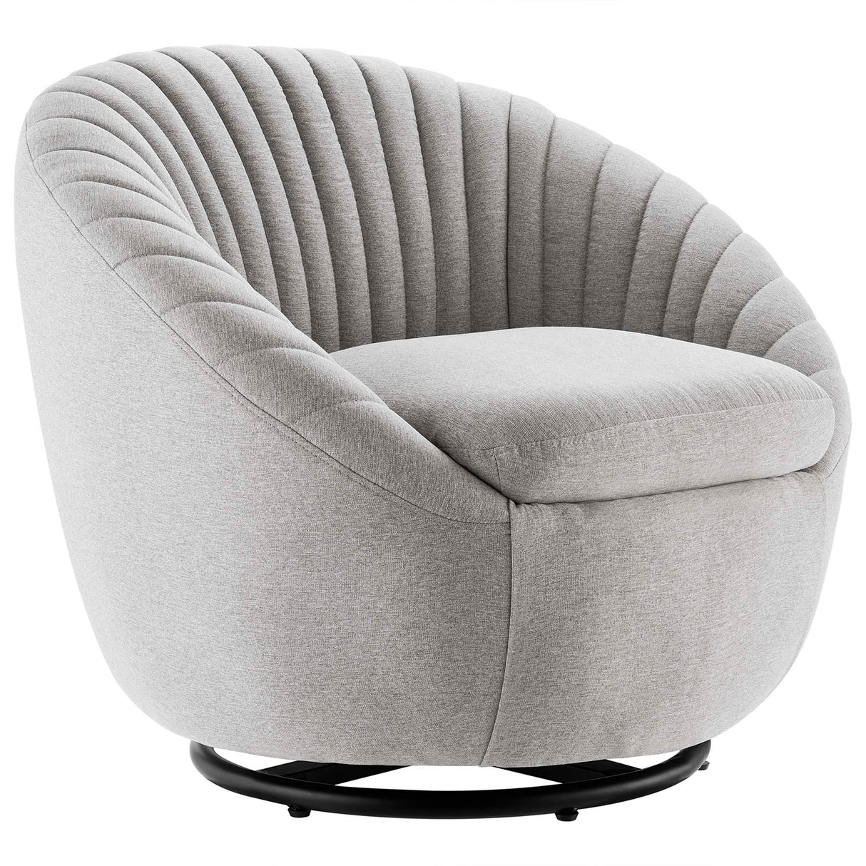 Whirr Tufted Fabric Swivel Chair - Mid-Century Modern & 360-Degree Rotation