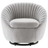 Whirr Tufted Fabric Swivel Chair - Mid-Century Modern & 360-Degree Rotation