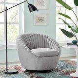 Whirr Tufted Fabric Swivel Chair - Mid-Century Modern & 360-Degree Rotation