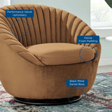 Whirr Tufted Performance Velvet Swivel Chair - Art Deco Style & 360-Degree Functionality