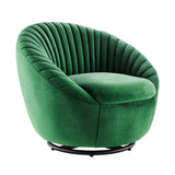 Whirr Tufted Performance Velvet Swivel Chair - Art Deco Style & 360-Degree Functionality