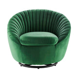 Whirr Tufted Performance Velvet Swivel Chair - Art Deco Style & 360-Degree Functionality