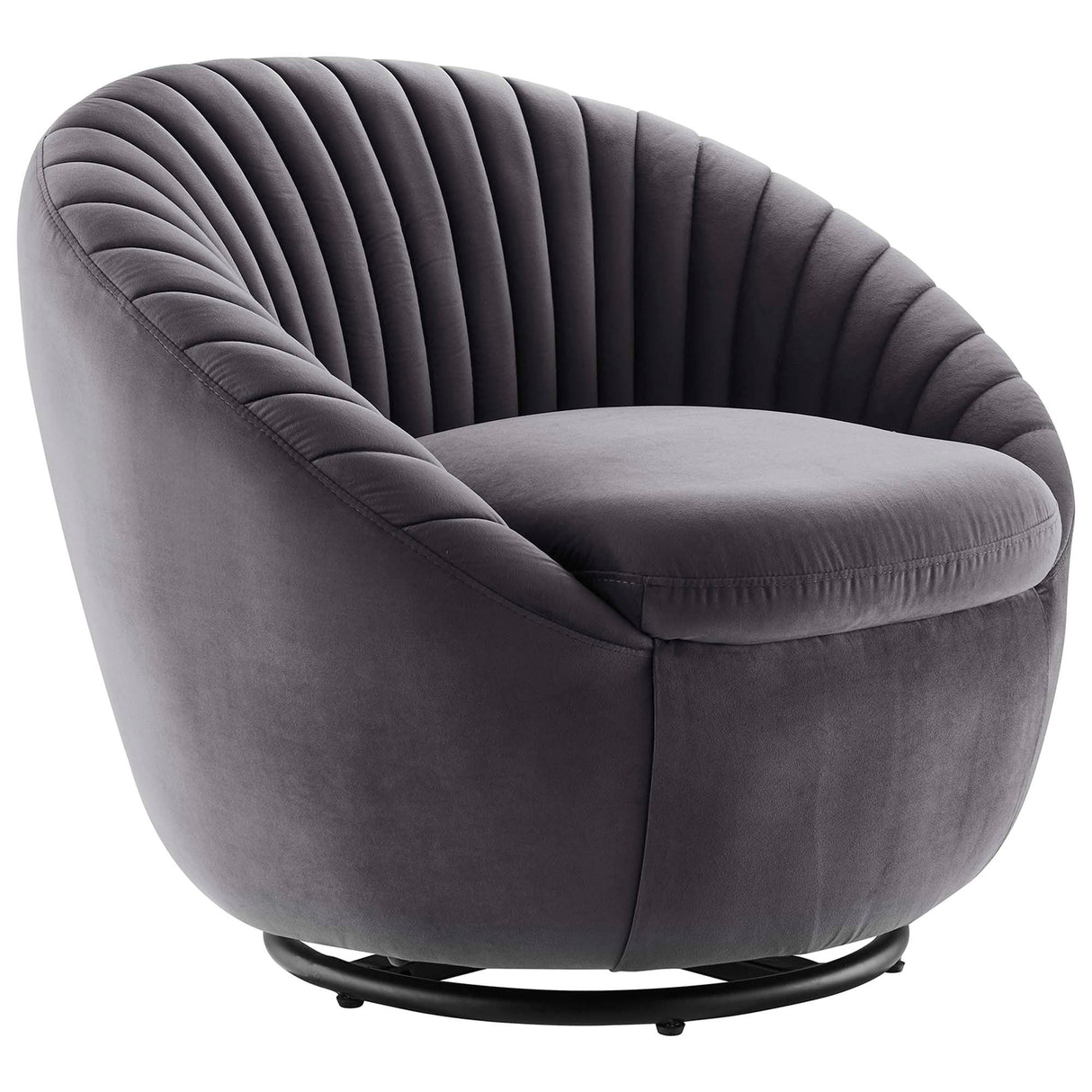 Whirr Tufted Performance Velvet Swivel Chair - Art Deco Style & 360-Degree Functionality